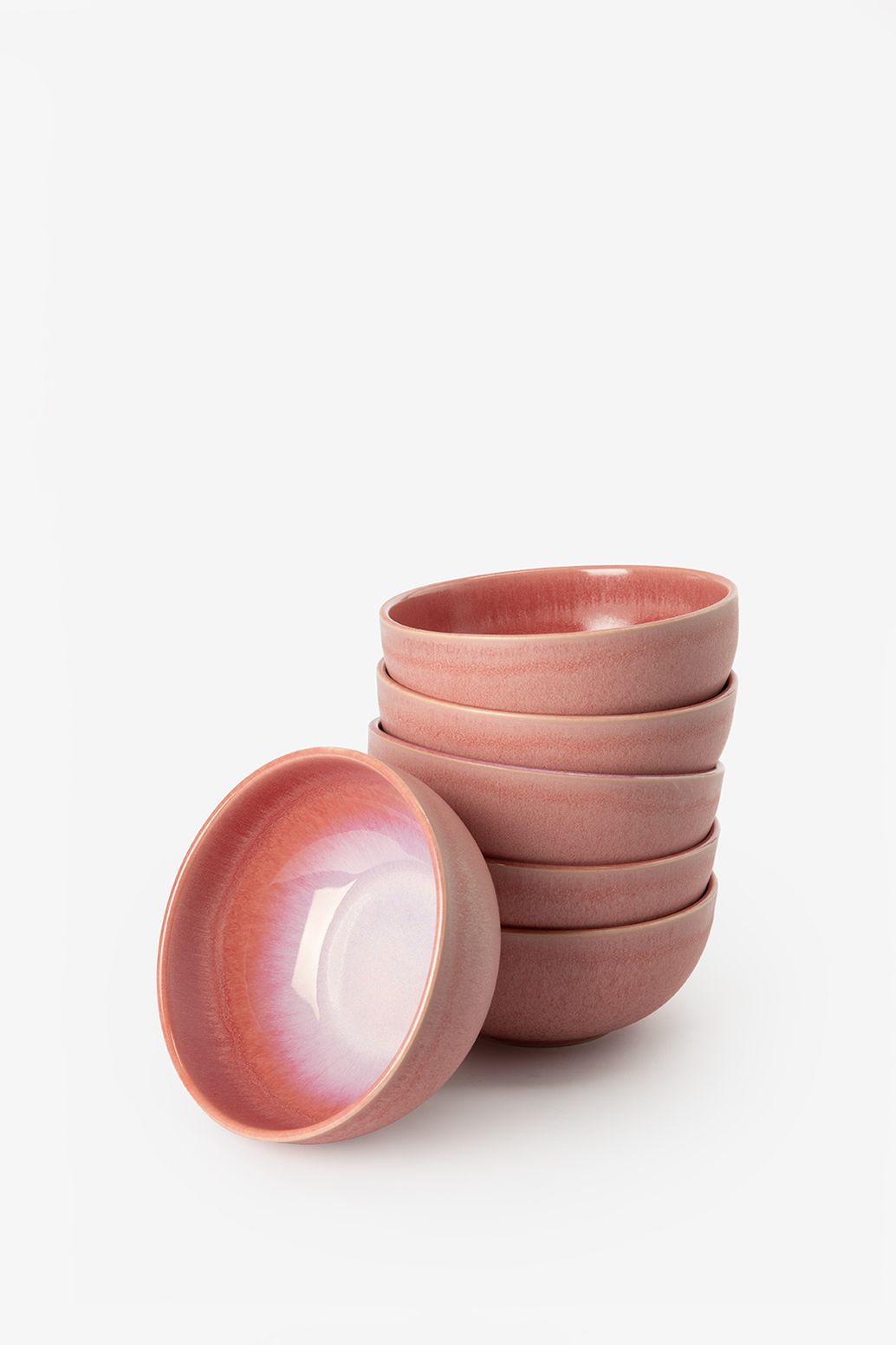 Ontbijtkom roze reactive glaze funky