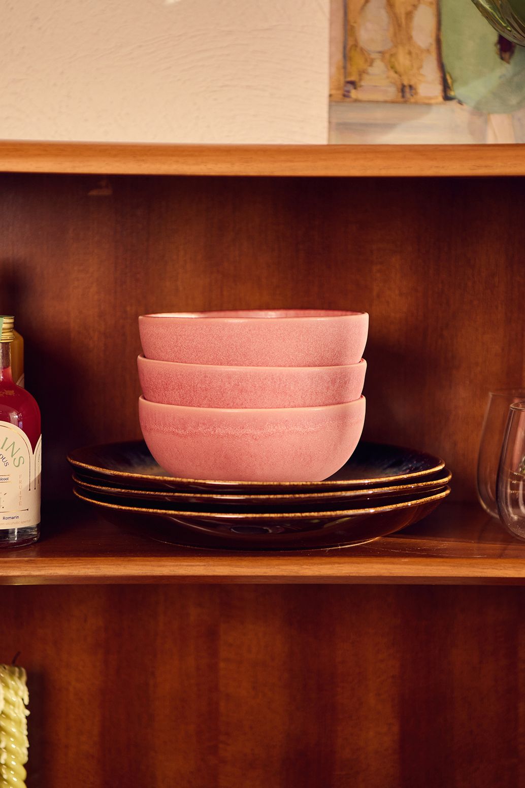 Bols petit-déjeuner en émail réactif funky - rose