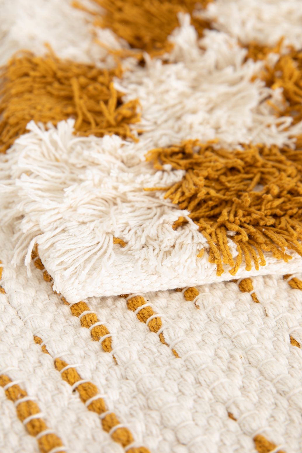 Tapis de bain à carreaux - jaune/blanc