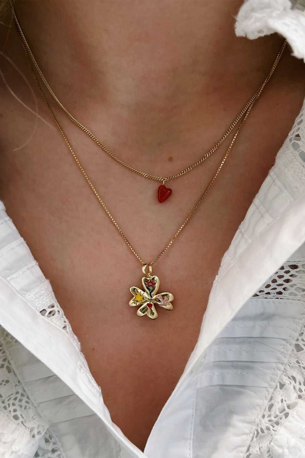 Anna+Nina gold plated heart beat ketting