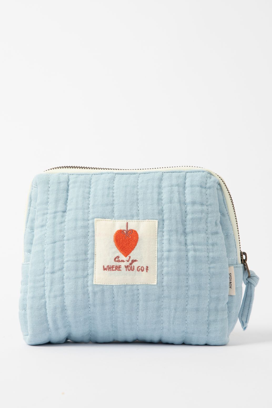 Kosmetiktasche mit Aufschrift - hellblau