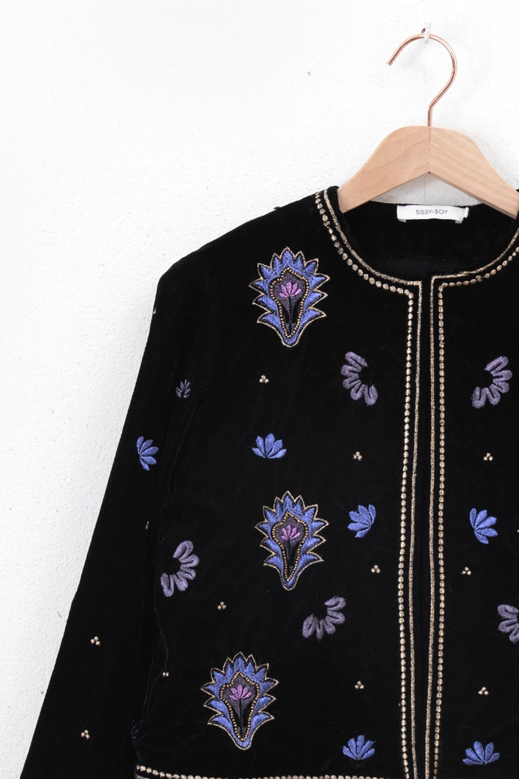 Veste en velours avec détails brodés - noir