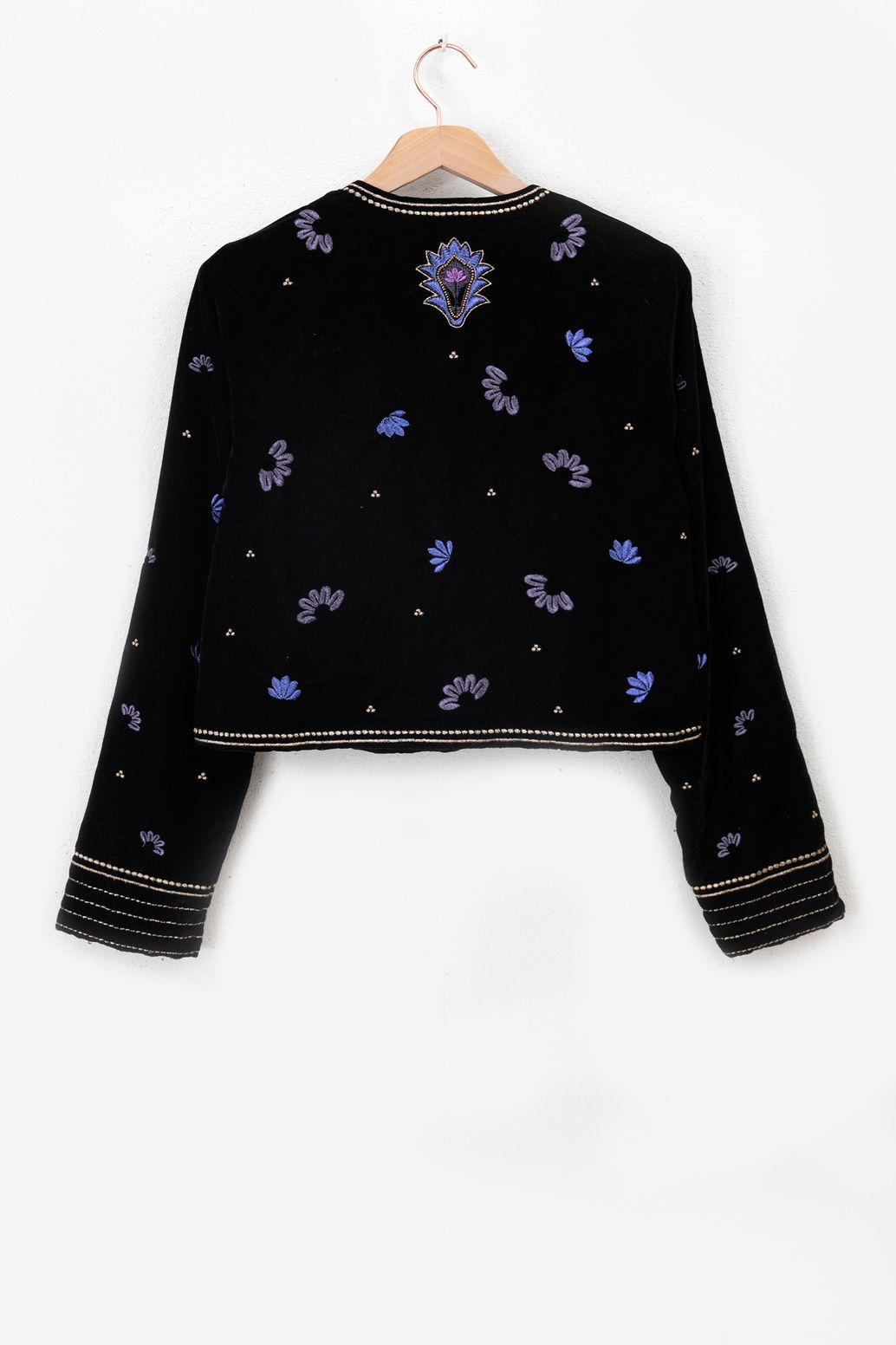 Veste en velours avec détails brodés - noir