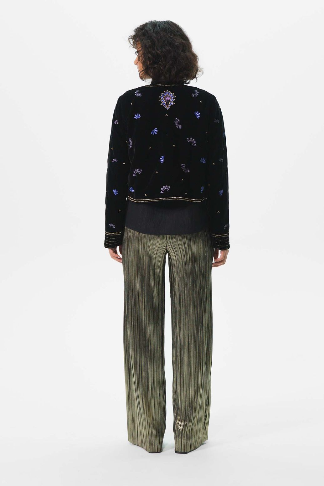 Veste en velours avec détails brodés - noir
