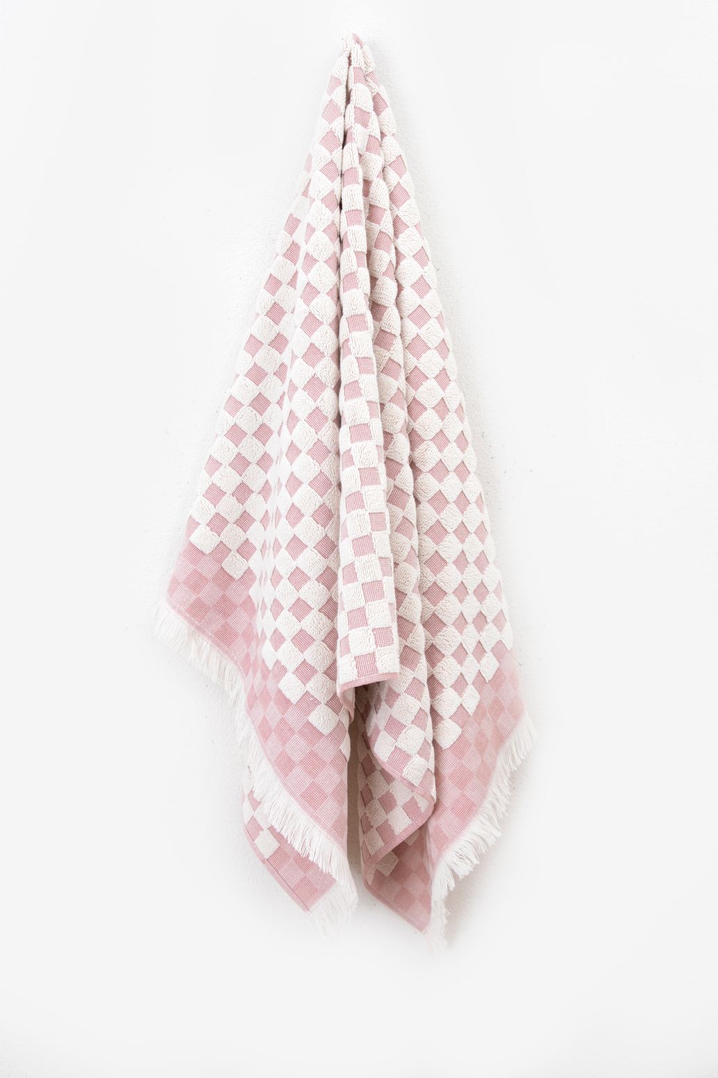 Handtuch mit Blockmuster - hellrosa