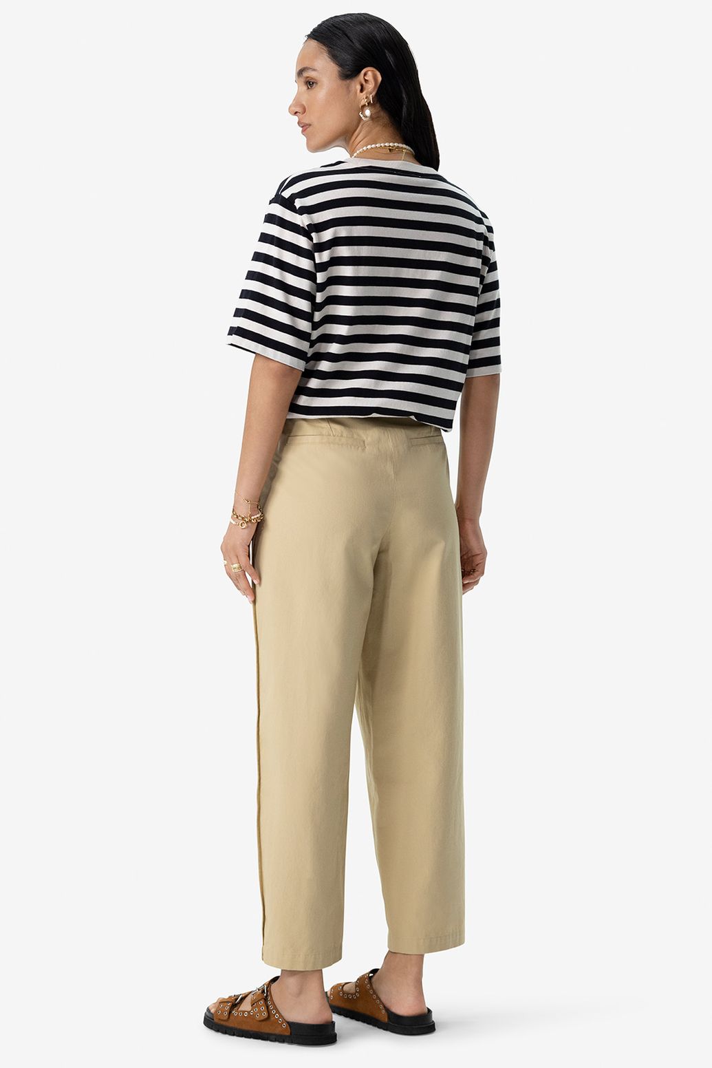 Buntfaltenhose aus Baumwolle - beige