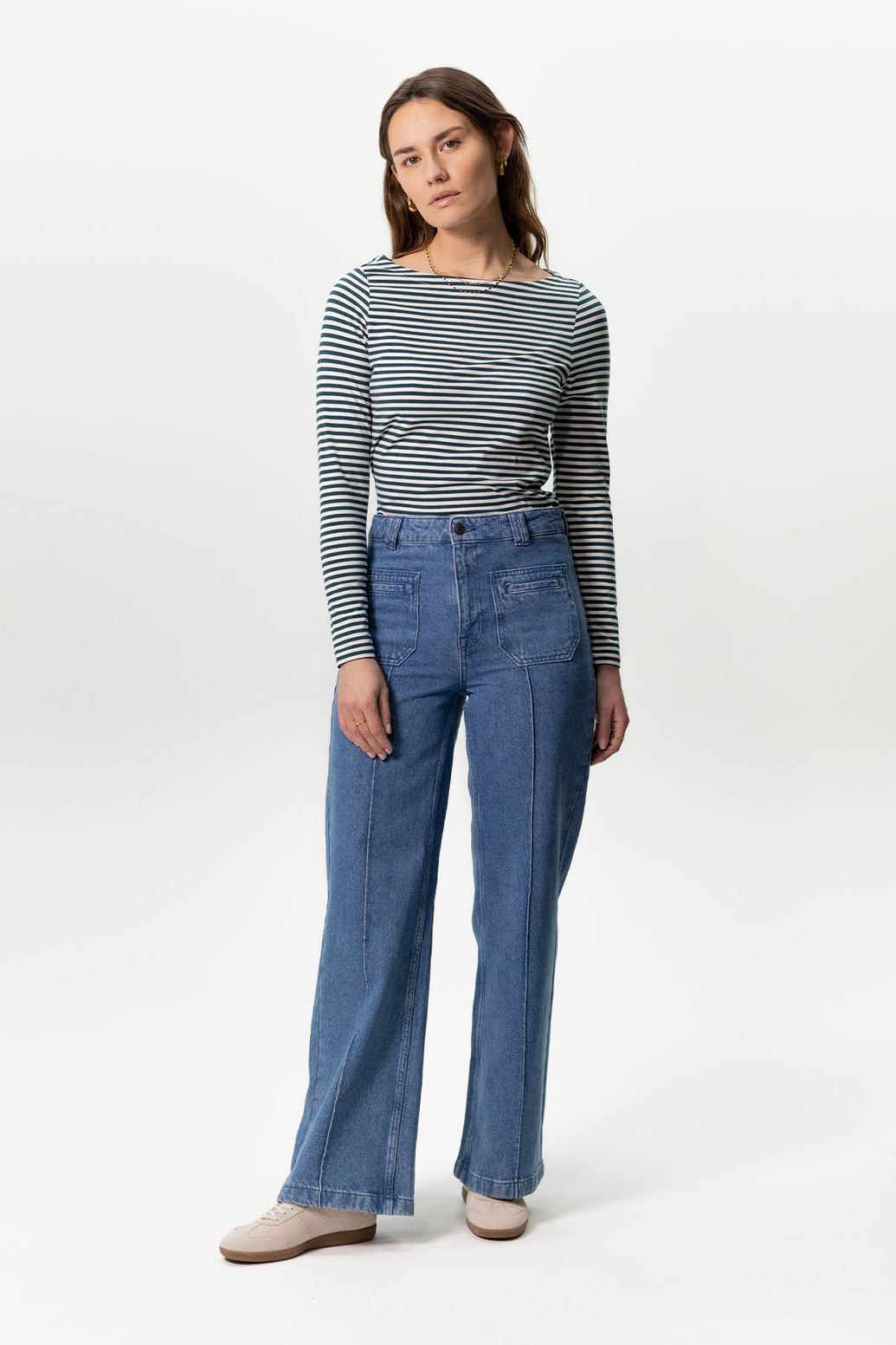 High Waist-Jeans mit weitem Bein Brovary - blau