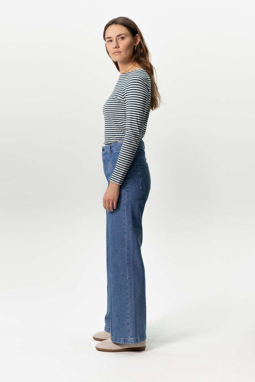 High Waist-Jeans mit weitem Bein Brovary - blau