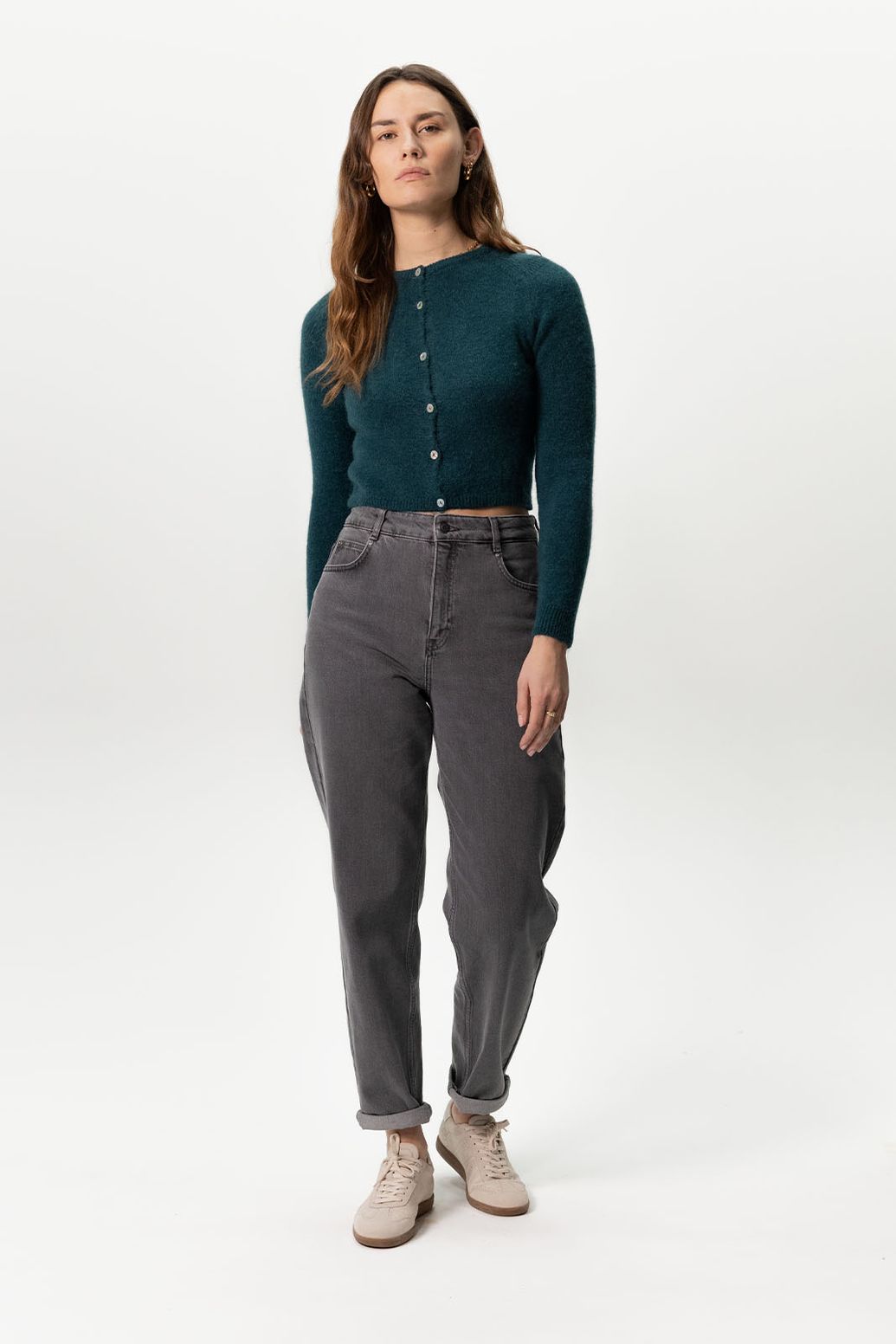 Bora donkergrijze high waist tapered jeans