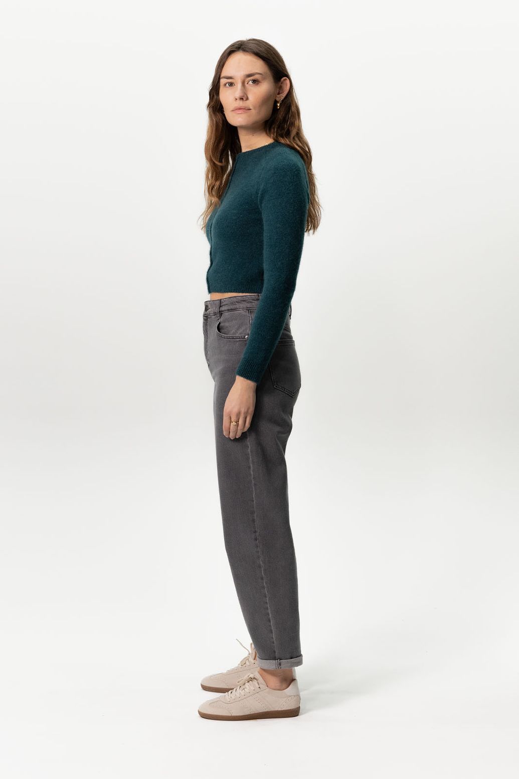 Bora donkergrijze high waist tapered jeans