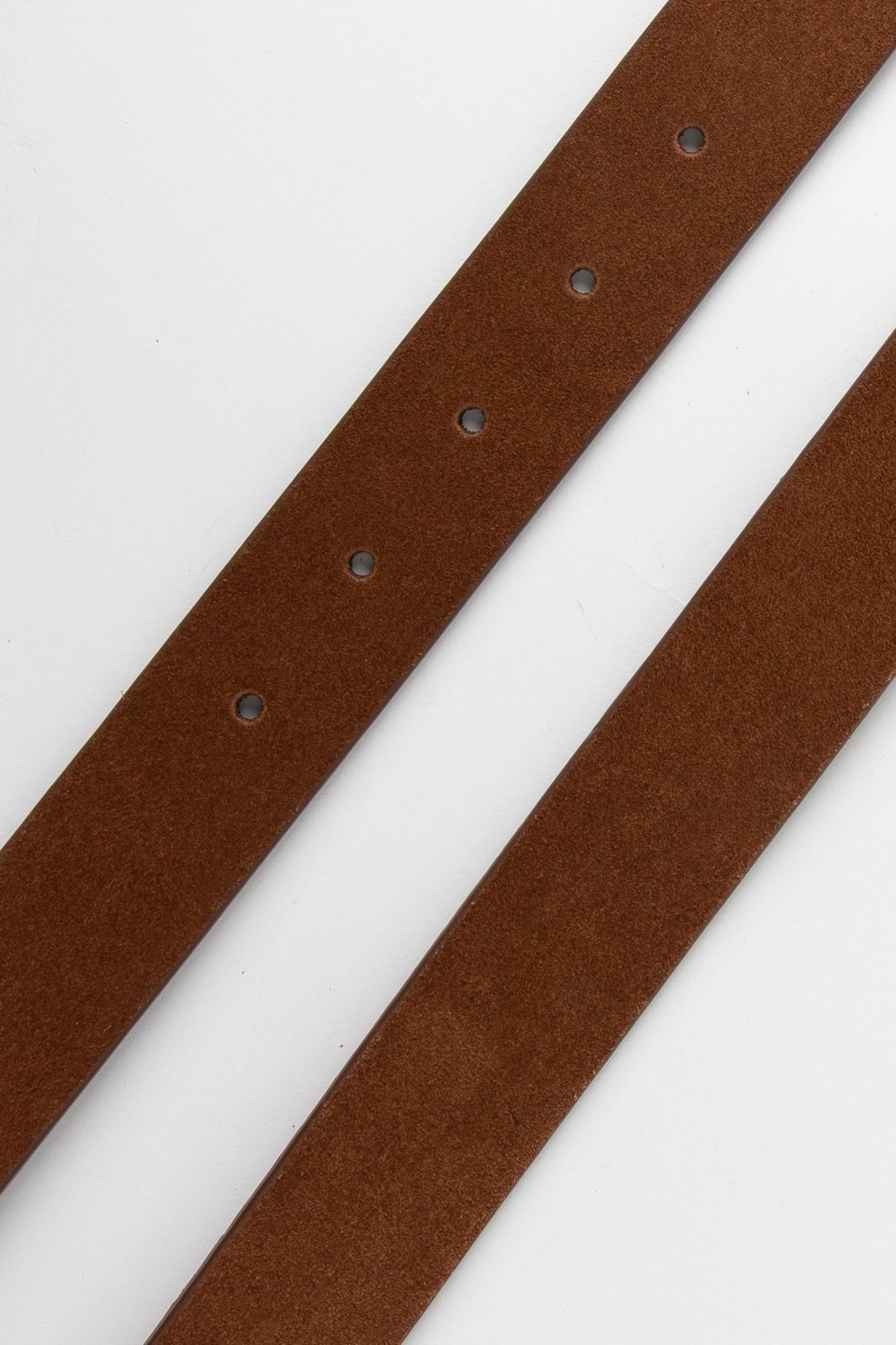 Bruine suède riem met ronde buckle