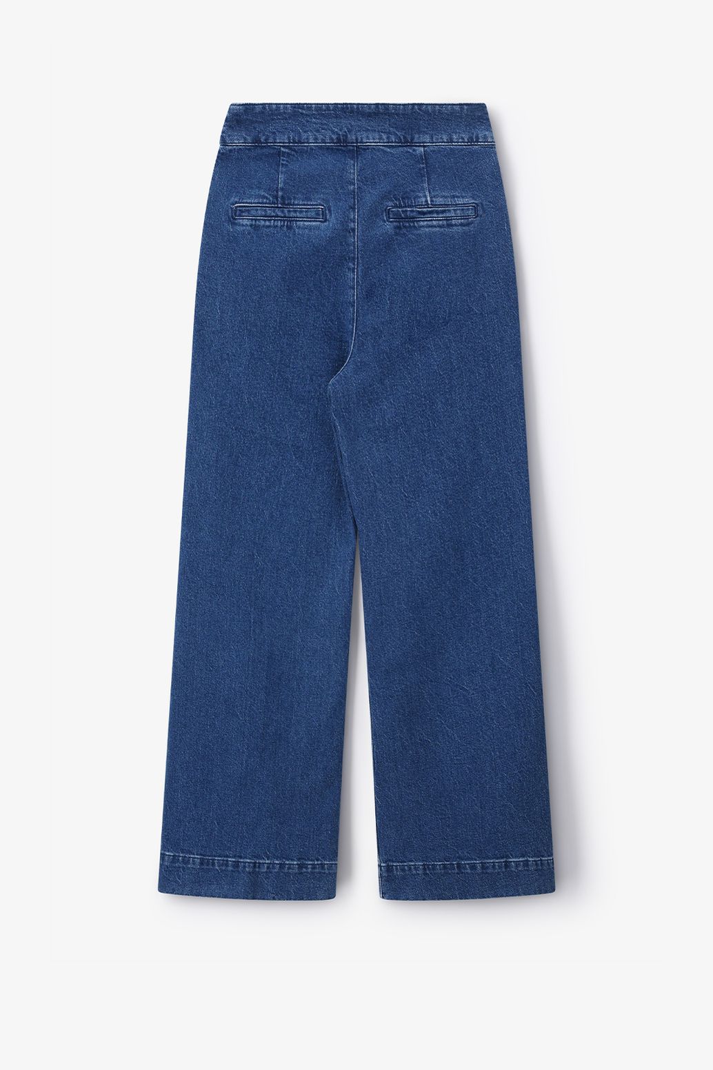 Donkerblauwe high waist wide leg jeans met rits