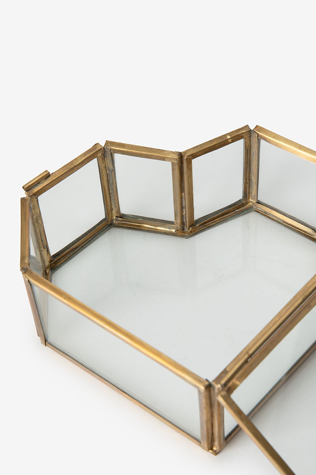 Gouden glazen box hart groot