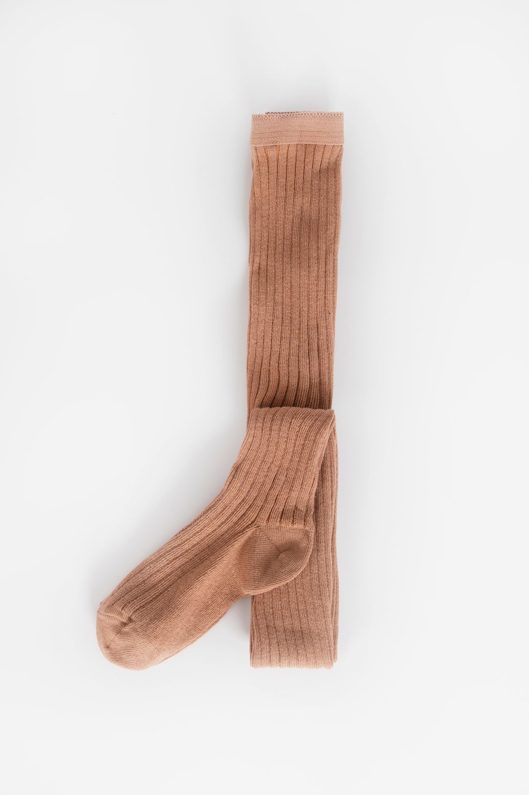 MP Denmark Collants côtelés en coton - marron clair