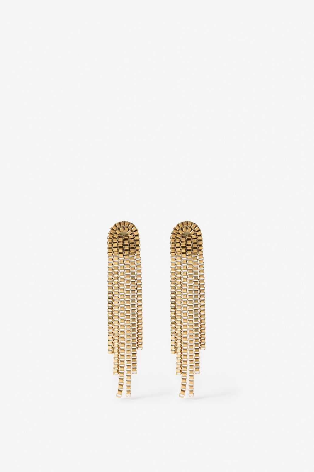 Gold plated lange schakel oorbellen