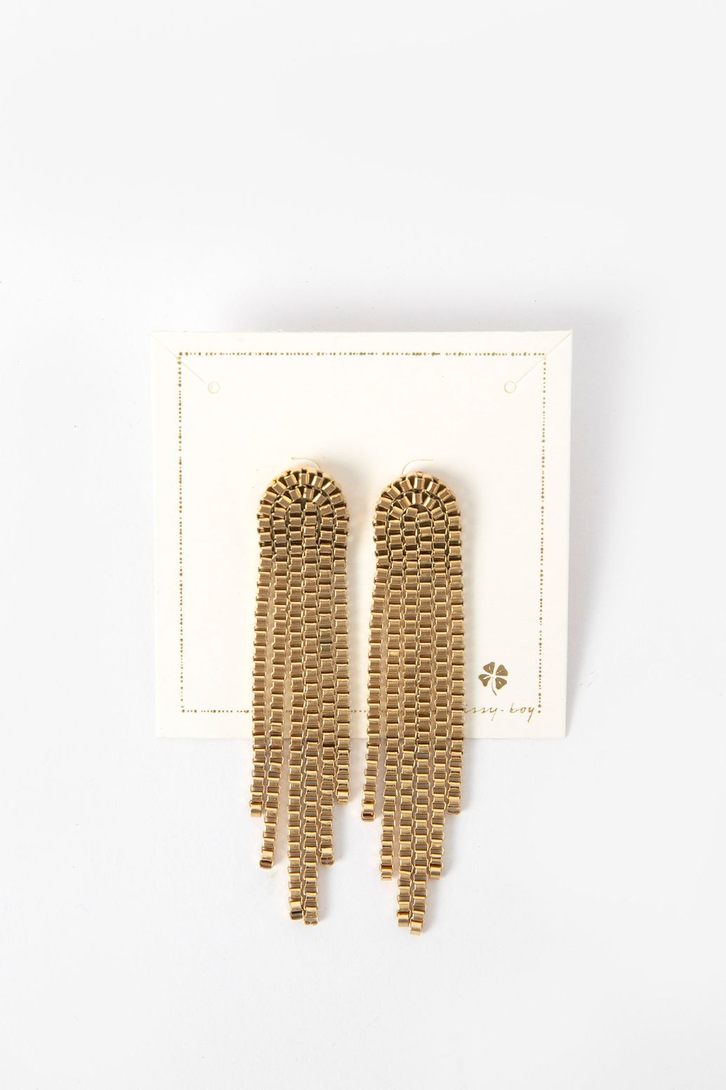 Gold plated lange schakel oorbellen