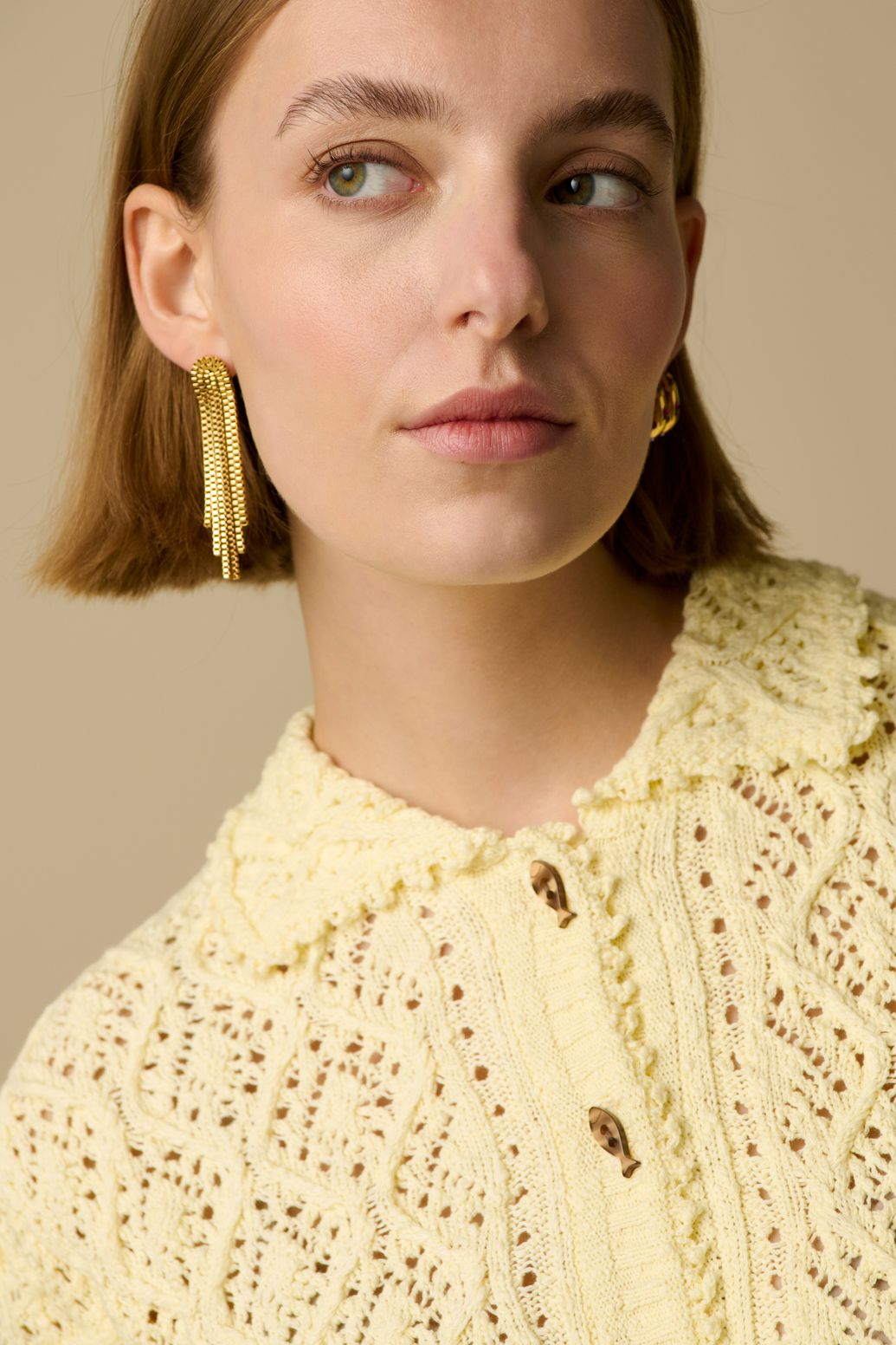 Gold plated lange schakel oorbellen