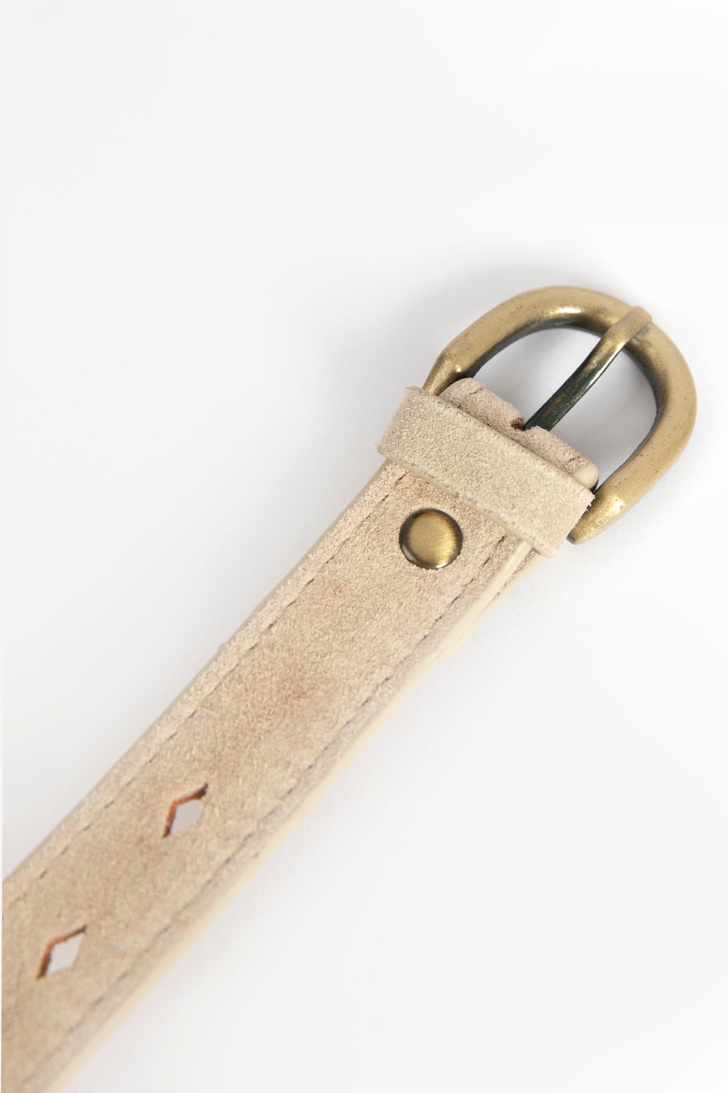 Veloursleder-Gürtel mit goldfarbener Schnalle - beige