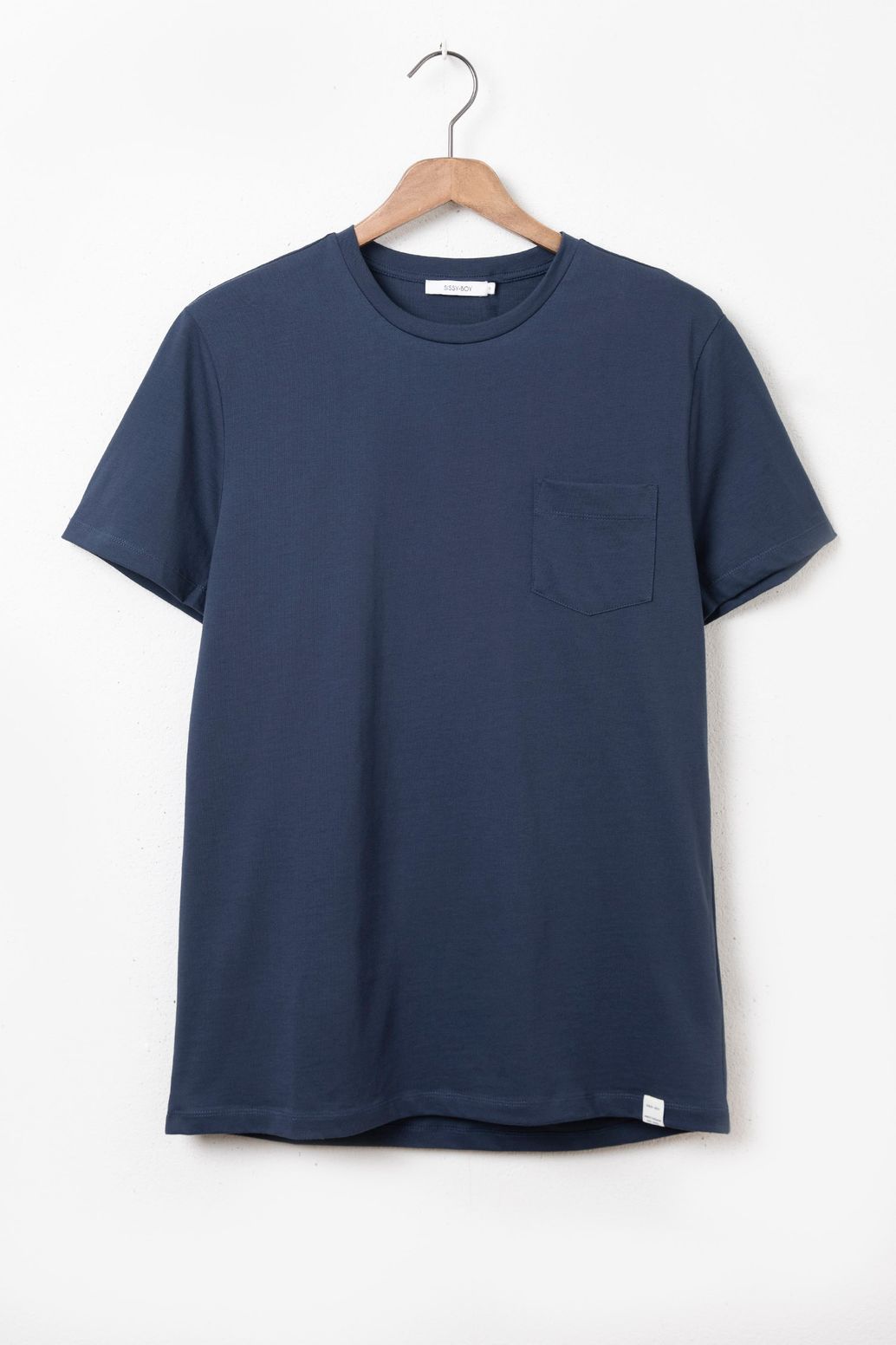 T-shirt avec poche poitrine - bleu foncé