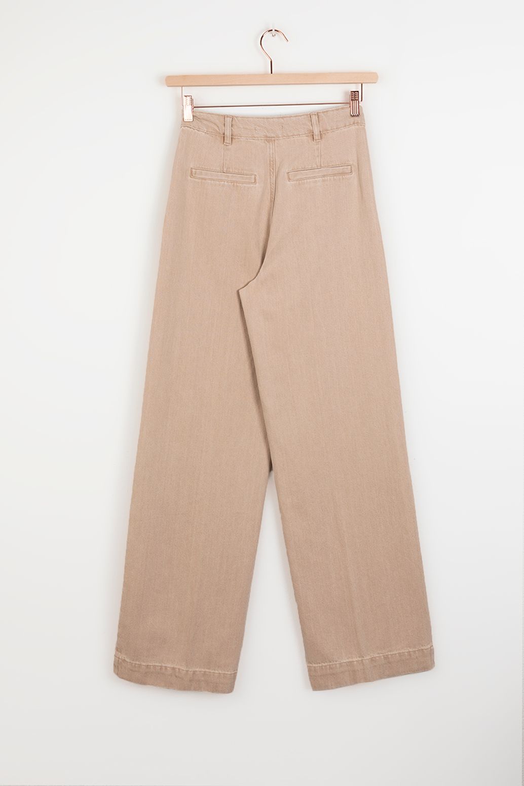 Pantalon denim jambes larges - beige