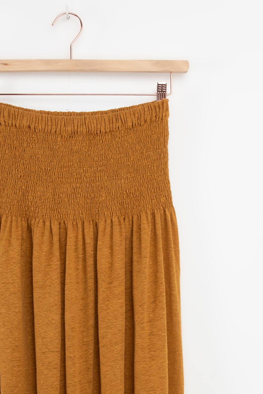 Goudbruine maxi rok met smock details
