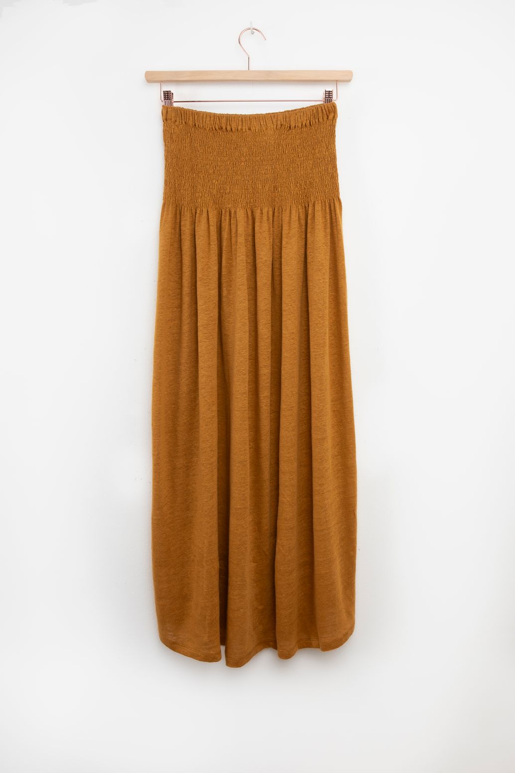 Goudbruine maxi rok met smock details