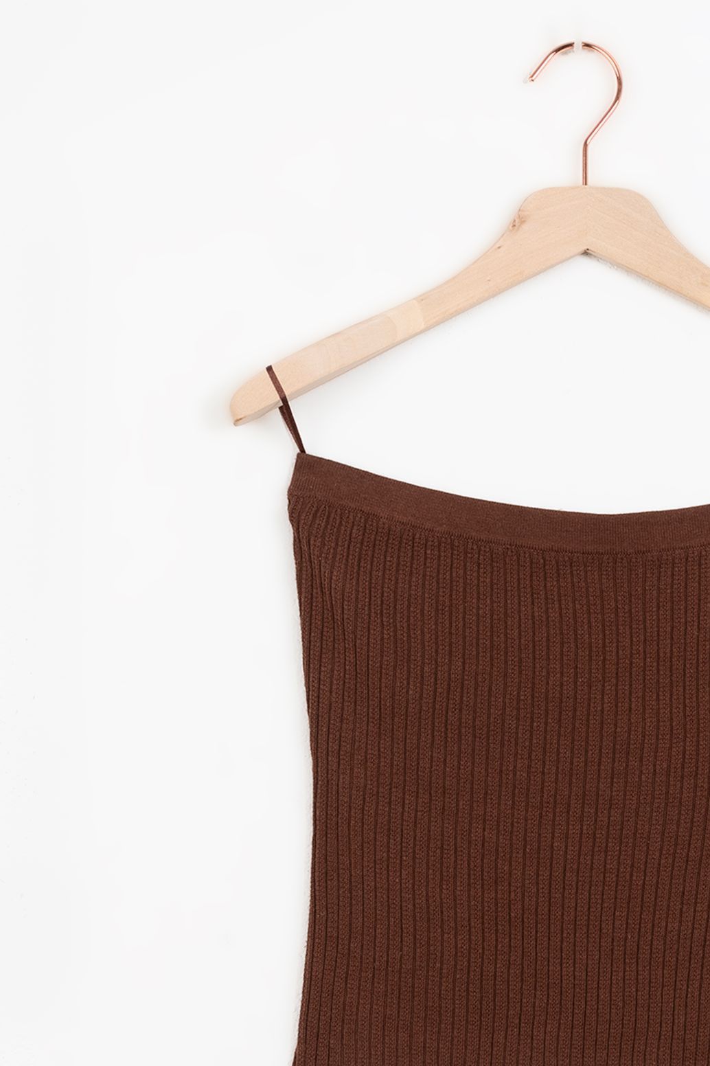 Top tricoté sans bretelles - marron foncé