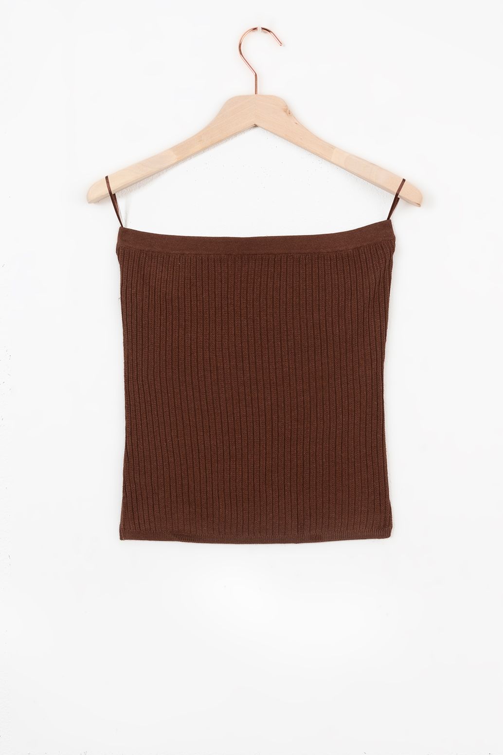 Top tricoté sans bretelles - marron foncé