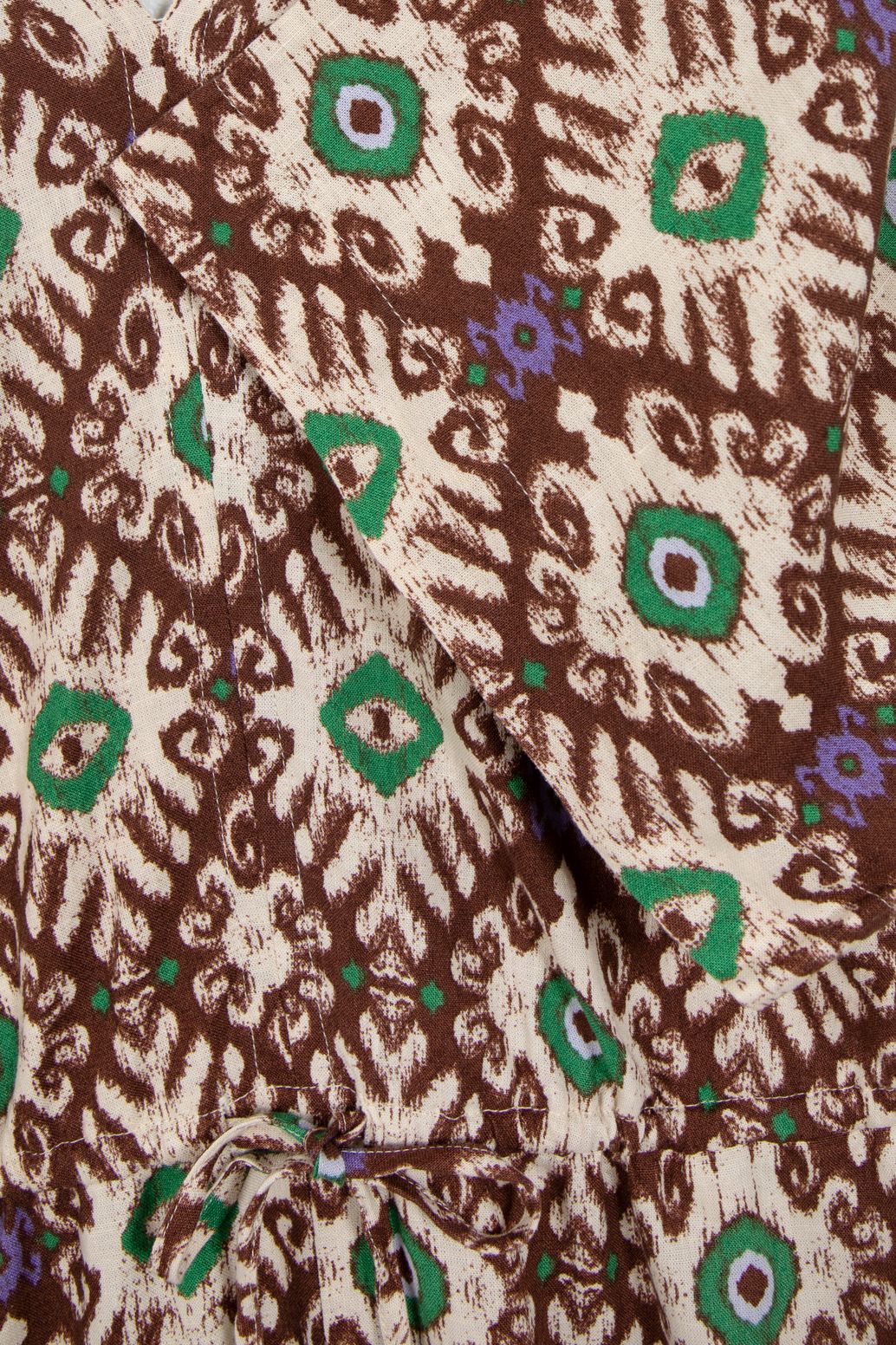 Donkerbruine kaftan jumpsuit met ikat print