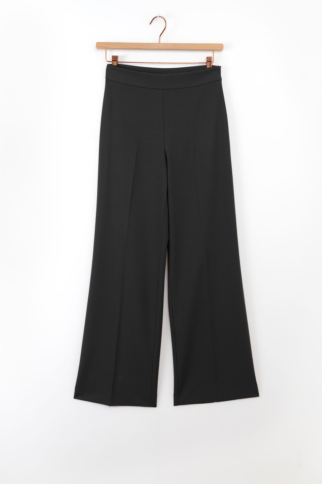 Pantalon jambes larges avec fermeture éclair - noir