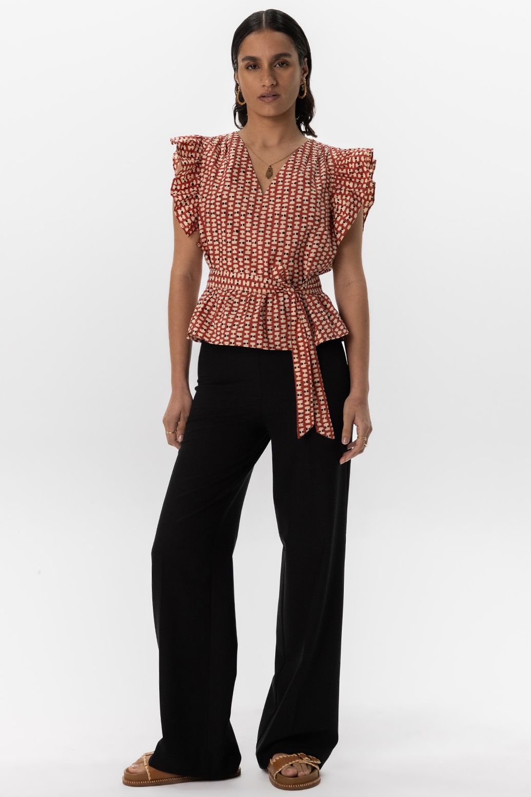 Pantalon jambes larges avec fermeture éclair - noir