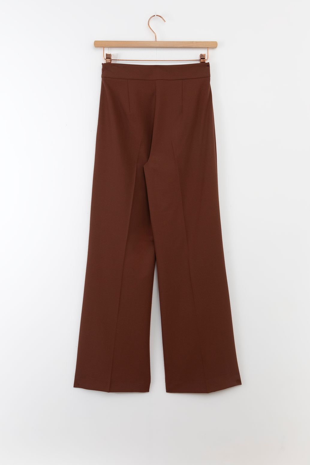 Pantalon jambes larges avec fermeture éclair - marron