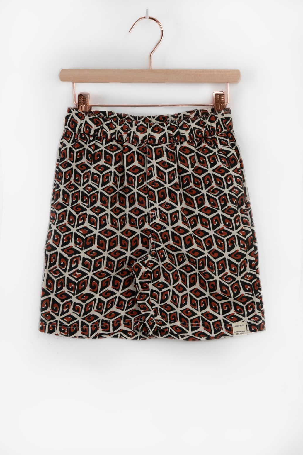 Shorts mit geometrischem Muster - dunkelrot