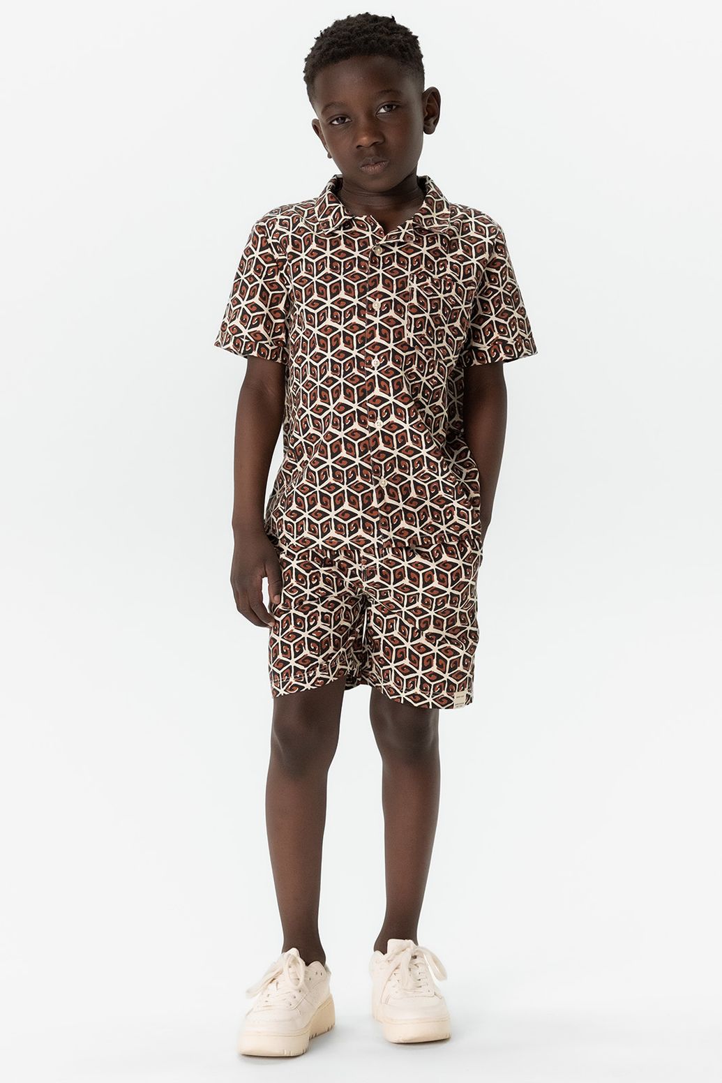 Shorts mit geometrischem Muster - dunkelrot