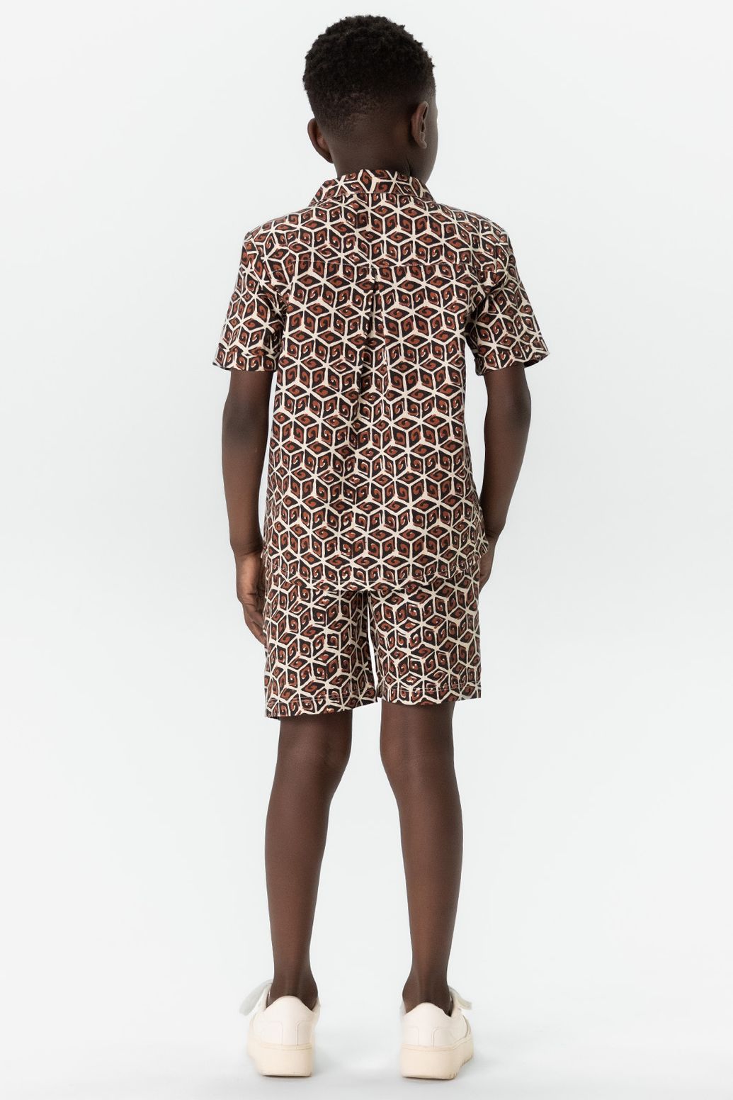 Shorts mit geometrischem Muster - dunkelrot