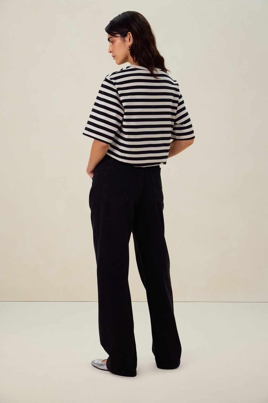 Wit met zwart gestreept T-shirt