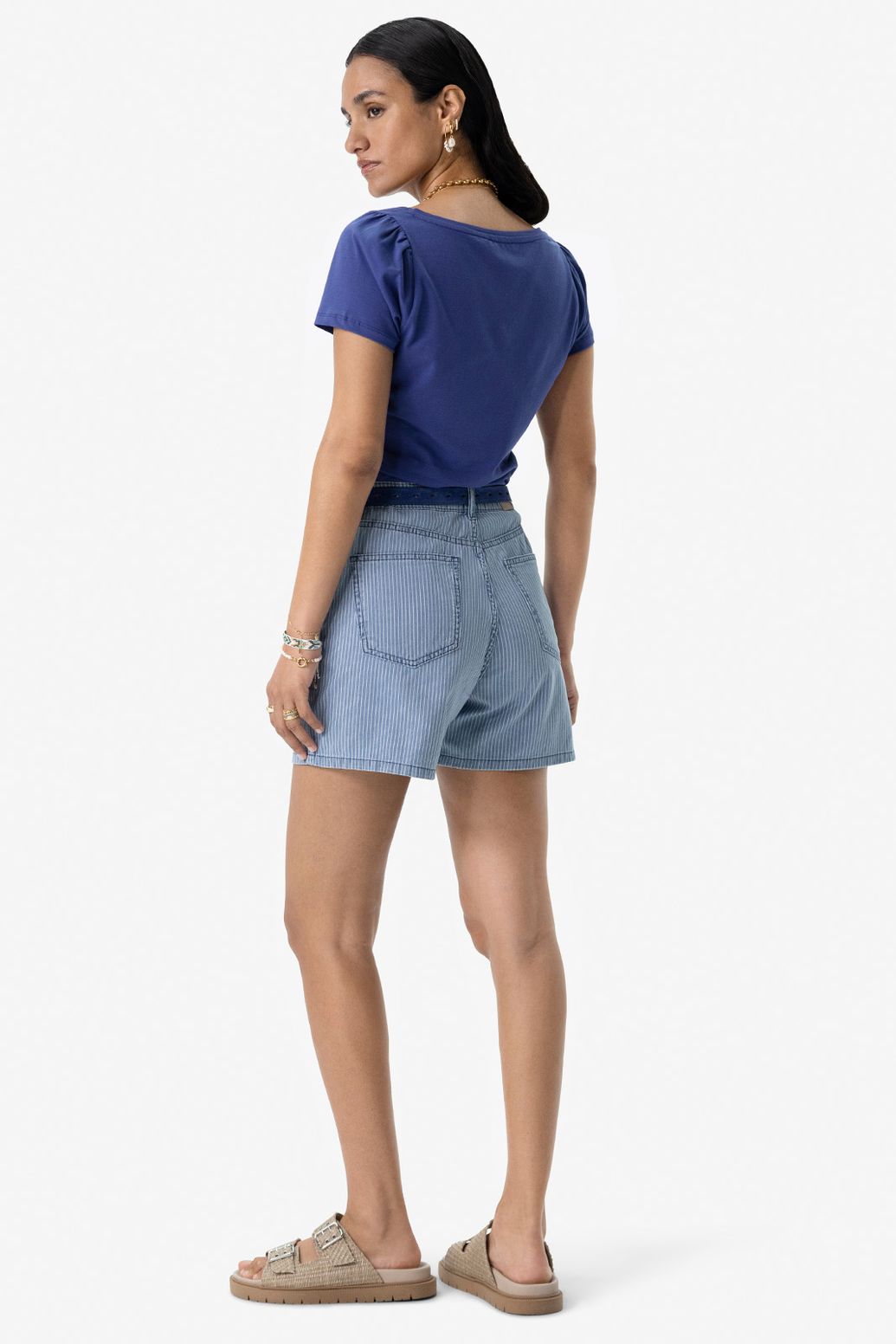 Blauw T-shirt met ronde hals