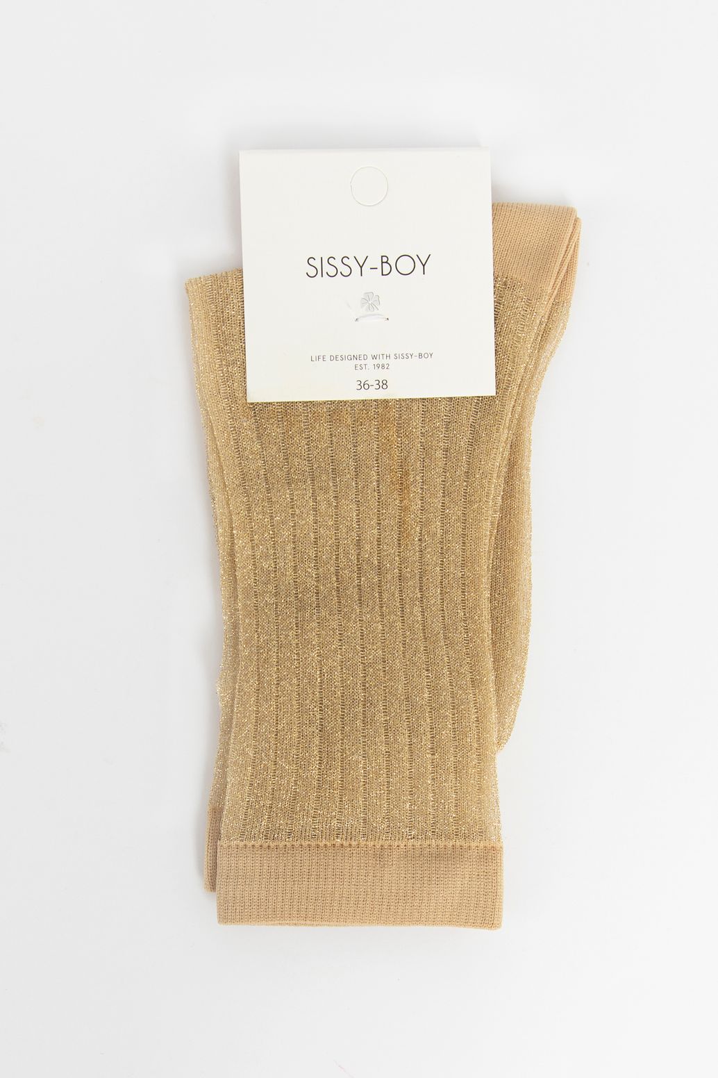 Chaussettes pailletées côtelées transparentes - doré