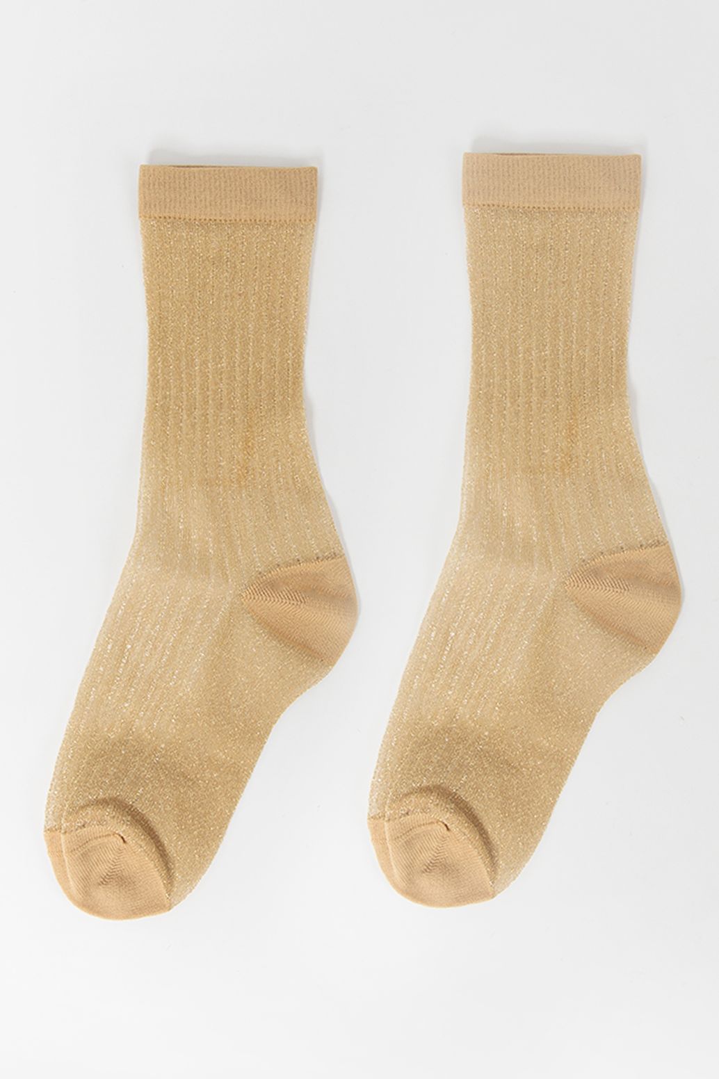 Chaussettes pailletées côtelées transparentes - doré
