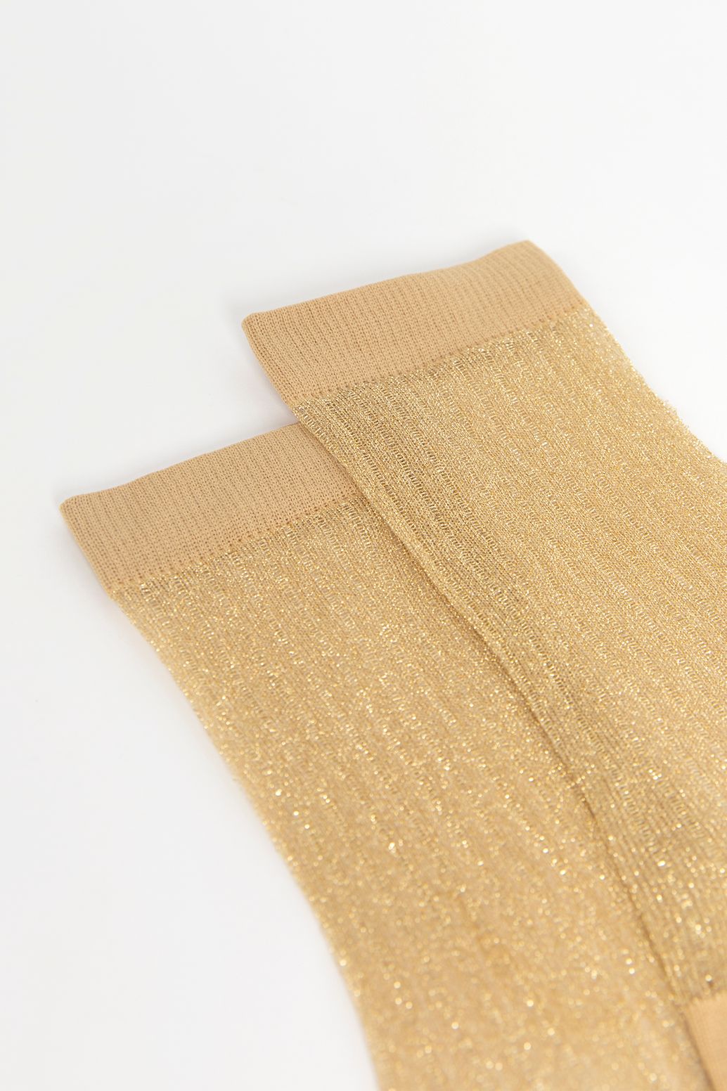 Chaussettes pailletées côtelées transparentes - doré