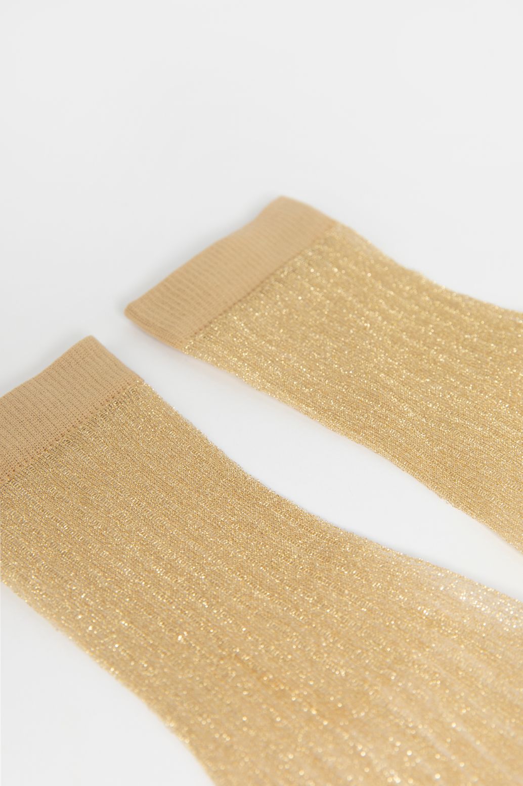 Chaussettes pailletées côtelées transparentes - doré