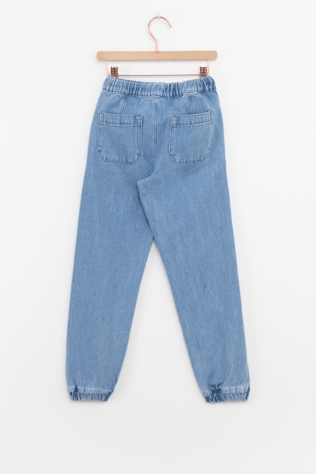 Denim-Jogger mit Kordelzug - hellblau