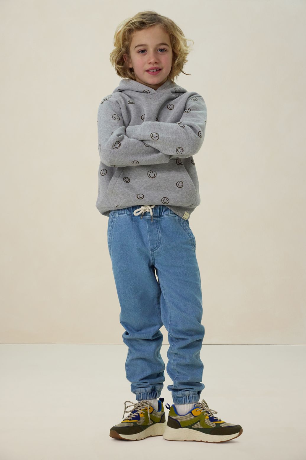 Denim-Jogger mit Kordelzug - hellblau