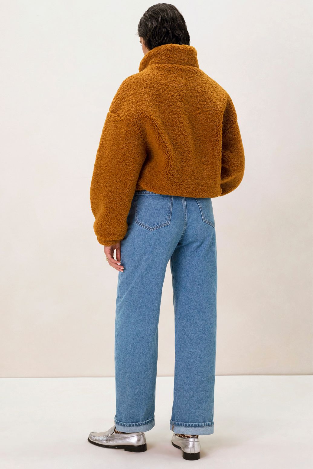 Veste courte duveteuse - marron