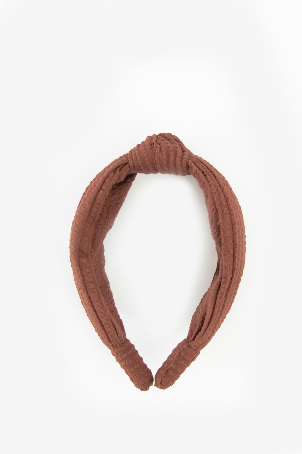 Roodbruine haarband met knoopdetail