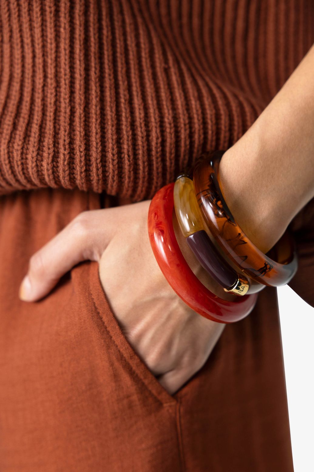 Weite Stoffhose - braun