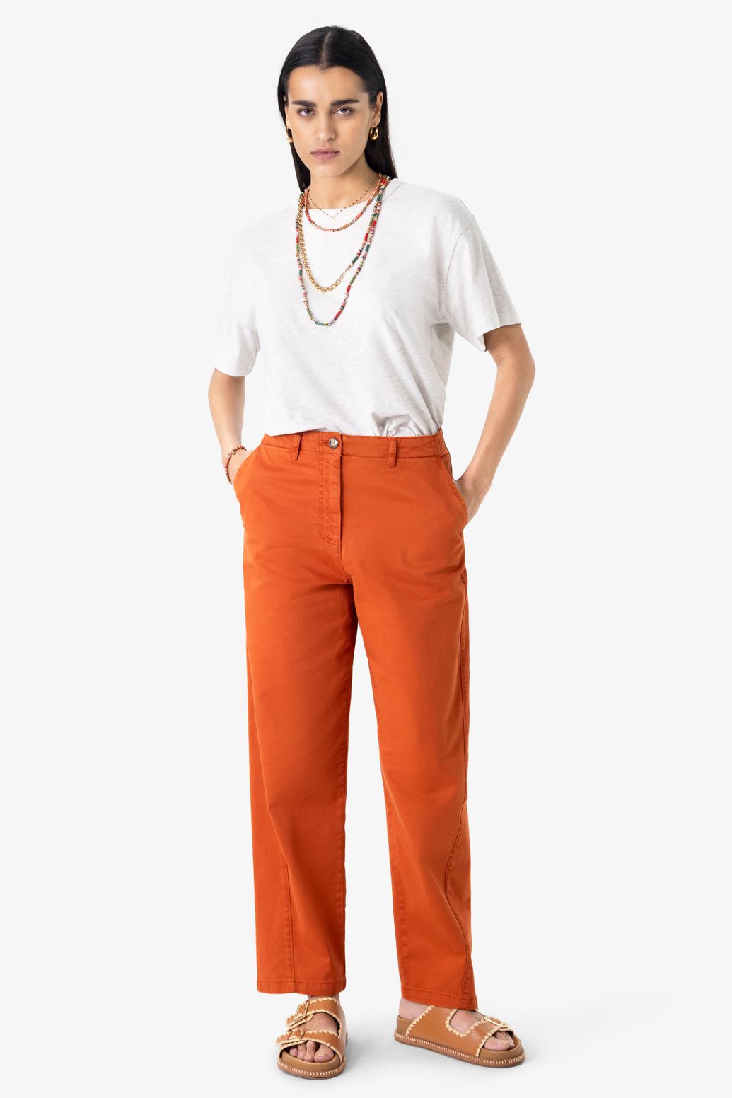 Donkeroranje mid waist tapered leg jeans