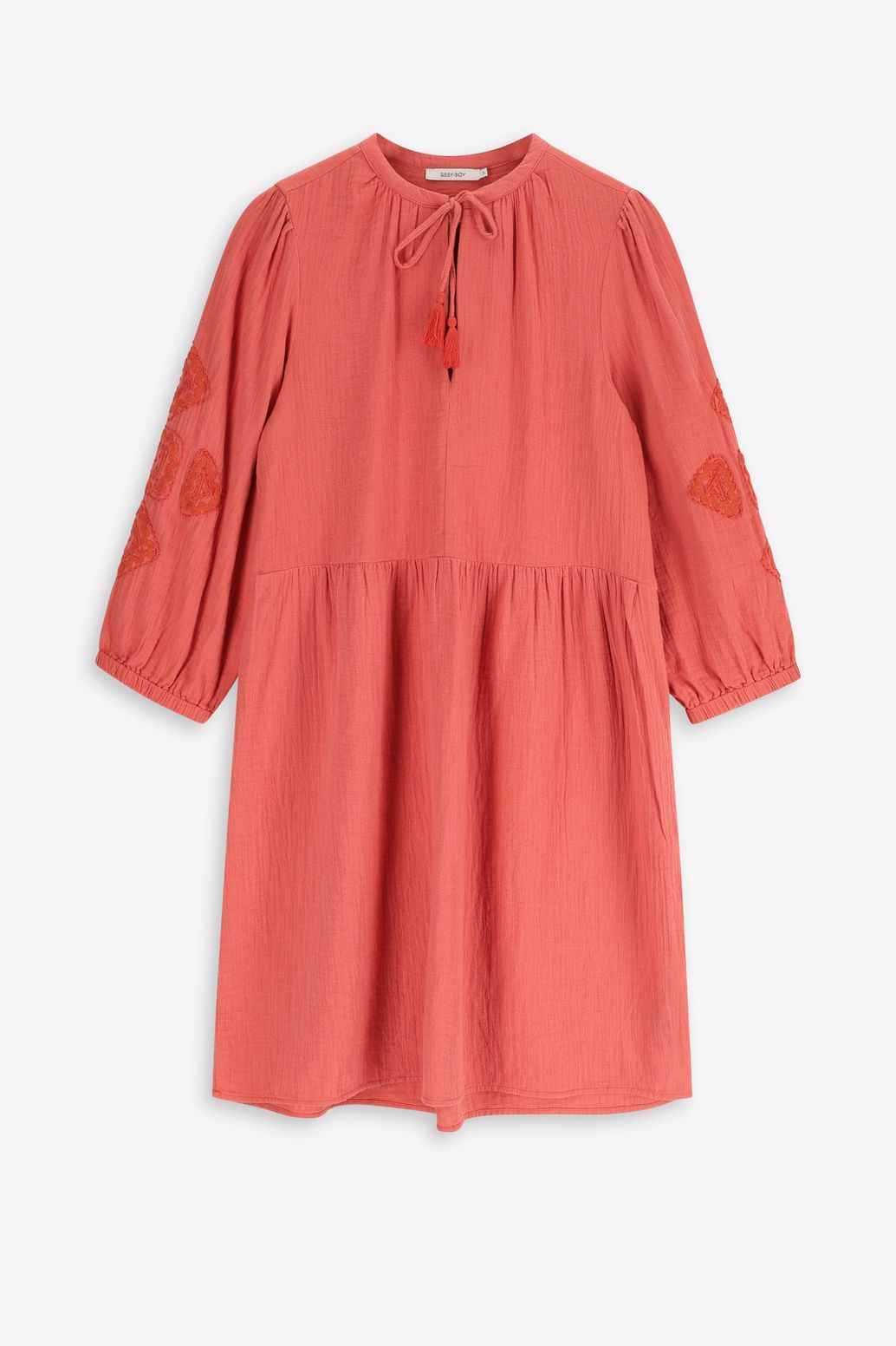 Musselin-Kleid mit Stickerei - orange