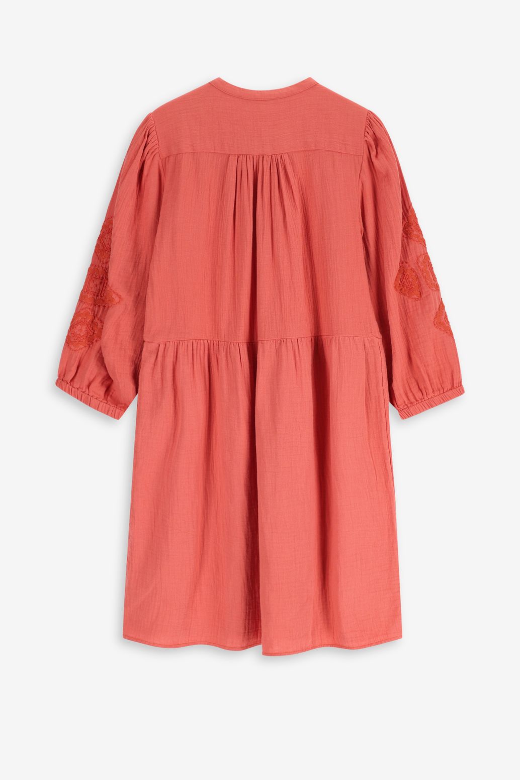 Musselin-Kleid mit Stickerei - orange