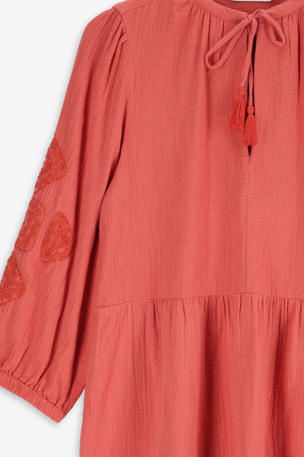 Musselin-Kleid mit Stickerei - orange